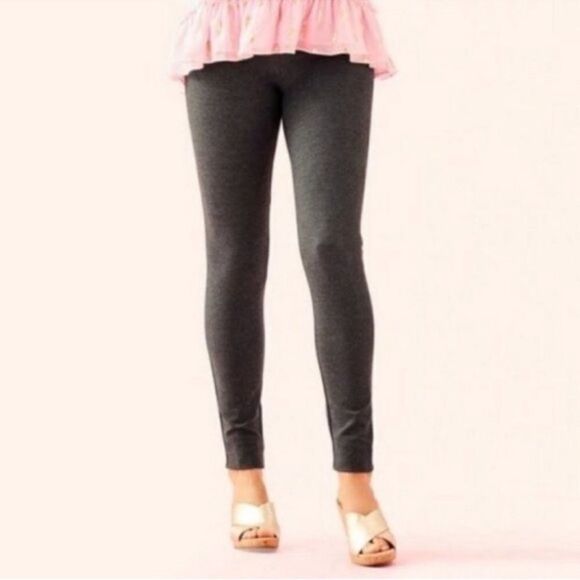 Lilly Pulitzer L Nira Gray Ponte Knit Pull On Leggings Pants - Picture 4 of 13